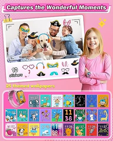 Sueseip Kids Smart Watches Girls Toys Age 6-8, HD Touchscreen Dual Cameras Kids Watch for Girl Ages 8-10, Kid Toy with 35 Games MP3 Learn Card for 5 6 7 8 9 Year Old Girl Christmas Birthday Gifts - Image 4