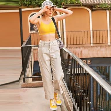 hash bubbie Women's Canvas High top Sneakers Classic Fashion High Tops Canvas Shoes Casual Tennis Shoes for Women（Yellow.US9） - Image 3