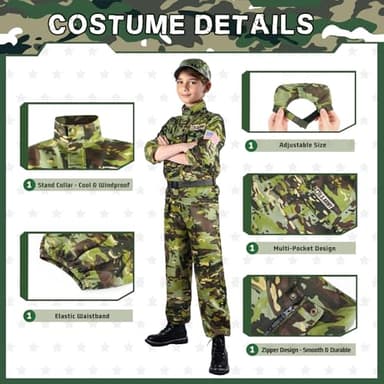 Metemot Kids Army Costume for Boys, Military Army Costume with Army Toys, Solider Boy Dress up, Halloween Costumes for Boys… - Image 2