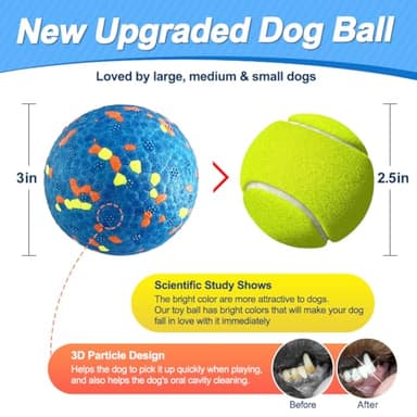 Mankoda Dog Balls, Dog Tennis Balls for Aggressive Chewers, 3'' Durable Teething Chew Toys & Floating Water Toy, Interactive Fetch Ball for Medium/Large Dogs (3 Pack) - Image 2