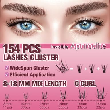 uCoolMe Lash Clusters Kit Wispy Individual Lashes Natural Eyelash Clusters Kit C Curl - WideSpan Spiky Lashes Ultra-Thin Invisible Lash Band Lash Bond and Seal DIY at Home (Aphrodite Kit) - Image 2