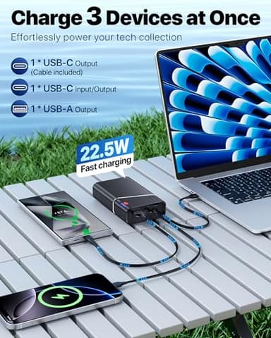 Portable Charger 20000mAh, 22.5W PD 3.0+QC 4.0 Super Fast Charging Power Bank, Cooler Aerospace Metal Case for iPhone 17 16 15 14, 13 Android, iPad, Samsung Google Tablet & More, Travel Essential - Image 3