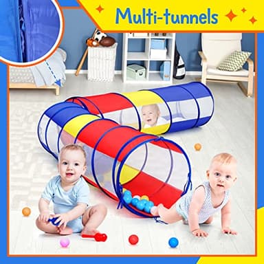 Kids Play Tunnel for Toddlers, Pop Up Crawl Through Tunnel Play Tent for Baby Infant Children or Dog with 2 Mesh Sides, Kids Tunnel Toys or Gift Indoor & Outdoor (Colorful Crawling Tunnel) - Image 6