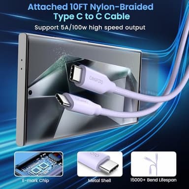 2Port 45W Super Fast Charger Type C, 2Pack 45W USB-C Charger Fast Charging for Samsung Galaxy S24 Ultra/S24+/S24/S23 Ultra/S23+/S22/S20/Note10+ with 2X 10ft Type C Cord (Purple) - Image 6