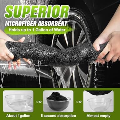 2 Pack 1300 GSM Car Drying Towel, Microfiber Towels for Cars - 36" x 24" & 16" x 16", Ultra-Absorbent, Streak Free, Premium Double Twisted-Loop Microfiber Cleaning Cloth with Car Wash Mitt - Image 5