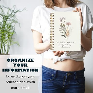 BearCake Bible Christian Journals Floral Notebooks for Women Note Taking,Prayer Journal for Women, His Mercies are New Every Morning,Bible Study Journal for Women 5.5x8.3 - Image 4