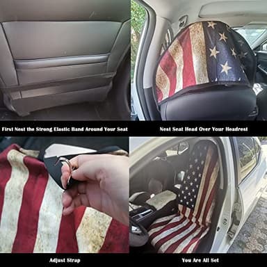 LoyaGour Car Seat Cover Protector Front Seats,for Gym Workout,Running,Swimming,Beach and Hiking,Waterproof Sweat Towel Bucket Seat Covers for Cars SUV Trucks (American Flag, 2Pcs) - Image 4