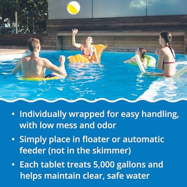 In The Swim 3 Inch Stabilized Chlorine Tablets for Sanitizing Swimming Pools - Individually Wrapped, Slow Dissolving - 90% Available Chlorine - Tri-Chlor - 5 Pounds - Image 3