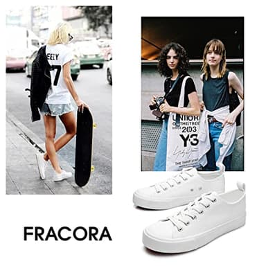 FRACORA Women's PU Leather Tennis Shoes Low Top lace up Casual Shoes Comfortable Fashion Sneaker(White,US8) - Image 5