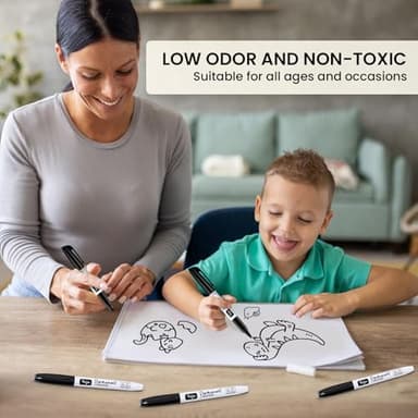 Permanent Markers Fine Tip, 30 Pack Black Quick-Drying and Fade-Resistant Permanent Markers Bulk Set for Writing and Drawing on Wood, Plastic, Metal, Glass, Stone, Ideal for Office School Supplies - Image 6