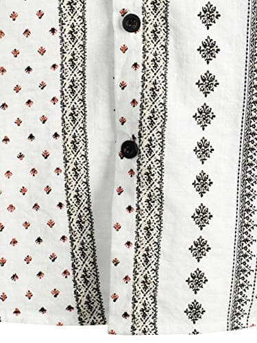 VATPAVE Mens Casual Short Sleeve Button Down Shirts Regular Fit Hawaiian Summer Shirt X-Large White Black - Image 5