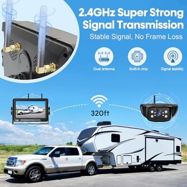 7-Inch Wireless Backup Camera for RV Trailer - HD 1080P Monitor, Night Vision, IP69 Waterproof, Easy Installation Compatible with Furrion, 4-Channel Support by WZBB - Image 4