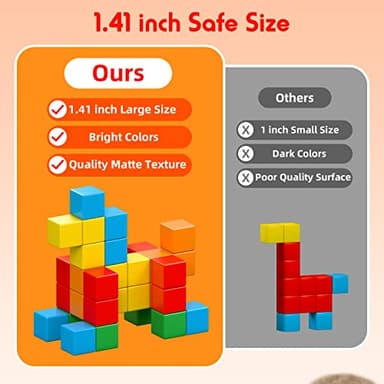 Magnetic Blocks, 1.41 inch Large Magnetic Building Blocks for Toddlers 3 4 5 6 7 8 Years Old Boys Girls Magnet Cubes for Kids 1-3 Montessori Toys STEM Preschool Educational Building Cube 30 Pcs - Image 2