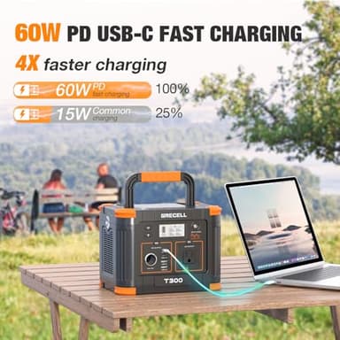 Portable Power Station 300W, GRECELL 230.88Wh Solar Generator with 60W USB-C PD Output, 110V Pure Sine Wave AC Outlet Backup Lithium Battery for Outdoors Camping Travel Home Blackout - Image 4