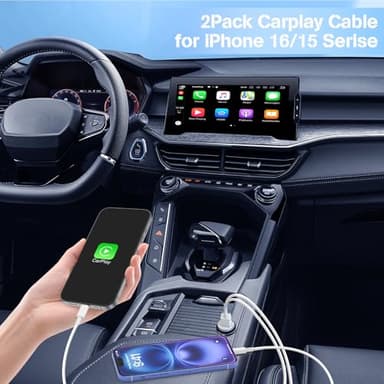 Car Carplay Cable for Apple iPhone 17 Pro Max/17 Air/16 Plus/15, 2Pack 3ft USB A to USB C Carplay Charger Cable Cord for iPad Pro 12.9/11 inch/iPad Air 5th/ipad Mini 6th Gen iPad Type C Charging Cable - Image 5