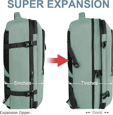 Vancropak Travel Bag, Large 40L Carry on Backpack Airline Approved Expandable Suitcase Daypack, Water Resistant Travel Backpack Overnight Lightweight Luggage Weekender Bag for Flight Men Women, Cyan - Image 4