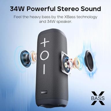 Tribit StormBox 2 Bluetooth Speaker with 34W 360° Surround Sound, XBass Tech, 24H Playtime, IPX7 Waterproof, Bluetooth 5.3, TWS Pairing Portable Wireless Speaker for Outdoor - Image 4