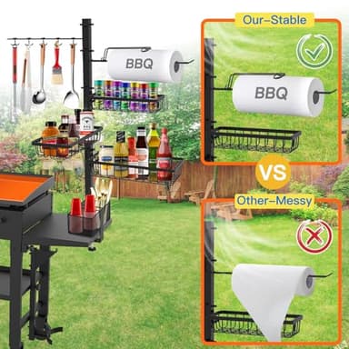 Concons Griddle Caddy Organizer for Blackstone Griddle Accessories, BBQ Grill Picnic Utensil Condiment Caddy with Paper Towel Holder, Outdoor Kitchen Accessories for Camper - Image 3