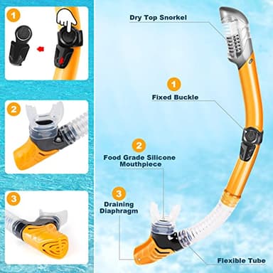 ZEEPORTE Mask Fin Snorkel Set with Adult Snorkeling Gear, Panoramic View Diving Mask, Trek Fin, Dry Top Snorkel +Travel Bags, Snorkel for Lap Swimming - Image 5