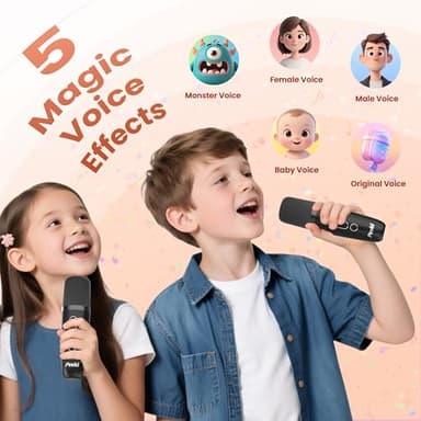 Mini Karaoke Machine for Kids Adults, Portable Bluetooth Speaker with 2 Wireless Karaoke Microphones,2025 TOP Birthday Gifts Toys for Boys 3,4, 5, 6, 7, 8+Years Old Toddler Karaoke Player(Black) - Image 7