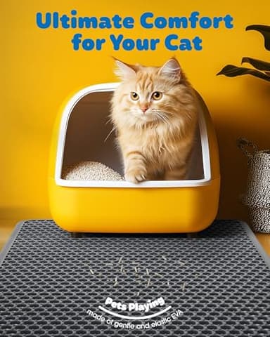 Cat Litter Mat - 23.2'' x 14.6'' Small Litter Trapping Mat, Easy to Clean Litter Box Mat, Waterproof, Urine-Proof, Non-Slip Kitty Litter Mats for Floor, Grey - Image 3