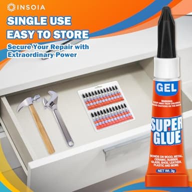 Super Glue Gel Clear Non-Drip, 48 X 3g All Purpose Strong Adhesive Ca Glue Quick Dry Instant Glue for Plastic, Metal, Ceramic, Shoe, Wood, Leather, Model, Aquarium, Rhinestone, Jewelry and DIY Crafts - Image 9