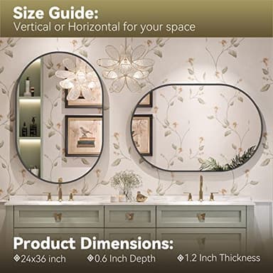 Brightify Black Oval Mirror for Wall 24x36 Inch, Bathroom Vanity Mirrors Black Metal Framed, Modern Mirror for Bedroom Living Room Wall Decorative Hang Vertical and Horizontal - Image 3