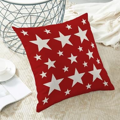 AEIOAE 4th of July Pillow Covers 20x20 Red and White Patriotic Stars Outdoor Decor Throw Pillows for Couch American Flag Independence Day Pillowcase Decorative Cushion Case for Sofa Bed Set of 2 - Image 4