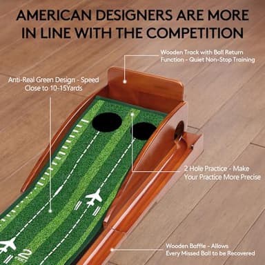 Kalramay Putting Green, Indoor Putting Green, Realistic Speeds, Automatic Ball Return, and No Hump Design – Perfect for Home, Office, or Patio – The Ultimate Gift for Golfers - Image 2