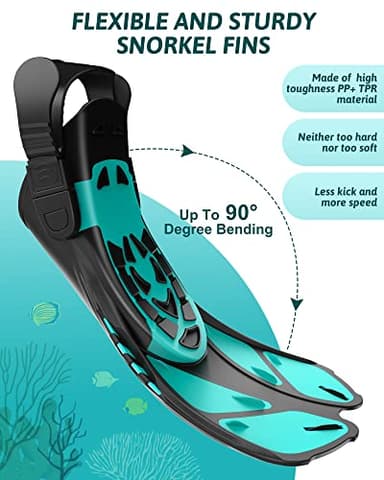Viginsul Mask Fins Snorkeling Gear for Adults, Full Face Snorkel Mask & Adjustable Swim Fins Snorkel Set, Panoramic View Snorkel Mask Dry Top Anti-Fog Anti-Leak - Image 4