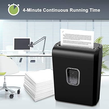Bonsaii 6-Sheet Micro-Cut Paper Shredder, P-4 High-Security for Home & Small Office Use, Shreds Credit Cards/Staples/Clips, 3.4 Gallons Transparent Window Wastebasket, Black (C234-A) - Image 3
