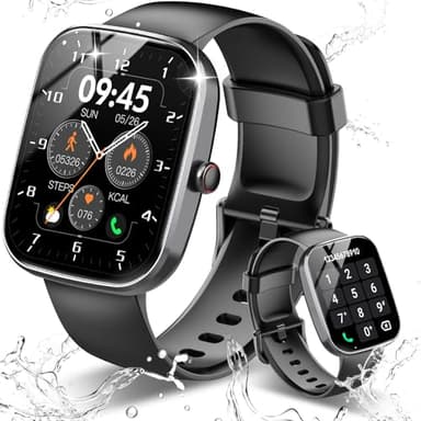 1.91" HD Screen Smartwatch for Men Women(Answer/Make Call), Fitness Watch with Heart Rate/Sleep Monitor/Steps Monitor, IP68 Waterproof Activity Trackers, Black - Image 1