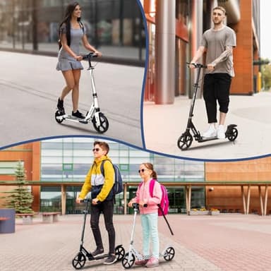 Nattork Scooter for Kids 8-12, Teens and Adults- Adjustable Height Folding Kick Scooter with Large Sturdy Wheels for a Smooth Ride, Lightweight, Anti-Shock Suspension for Boys and Girls-Black - Image 7