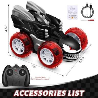 Ancitoy Remote Control Car for Boys, 2.4GHz RC Cars with 360° Flips, 4WD LED Lights Cool Stunt Toys, Rechargeable USB-C, Monster Truck Toy, Birthday Gift for Kids Ages 3-8 - Image 6