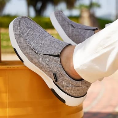 OrthoComfoot Men's Orthopedic Comfy Slip-On Sneakers, Plantar Fasciitis Flat Feet Heel Pain Relief Shoes, Cushioned Slip-On Shoes for Walking Light Grey Size 11 - Image 2