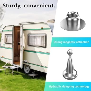 Magnetic RV Door Holder Baggage Door Catch Latch for RV, Camper, Motor Home, Trailer, Boat Compartments, Hydraulic Shock Absorbent Technology (Stainless Steel, 2 Pack), Silver, SCH-MX-01 - Image 4