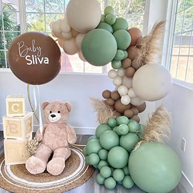 Voircoloria 105pcs Sage Green Balloons 12inch Olive Green Balloons for Birthday Graduation Baby Shower Wedding Anniversary New Year Party Decorations - Image 7