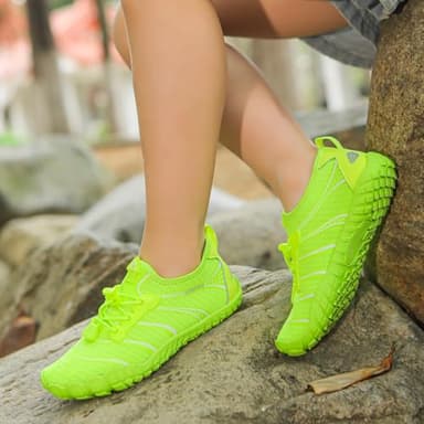 UBFEN Water Shoes for Kids Boys Girls Aqua Socks Barefoot Beach Sports Swim Pool Quick Dry Lightweight Toddler Little Big Kid G Light Green 2 Big Kid - Image 4