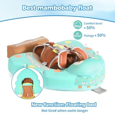 Mambobaby Non-Inflatable Baby Pool Float with Tail and Canopy UPF 50+ Sun Protection No Flip Over Infant Swim Float Skin-Friendly Mambo Float Swim Trainer Solid Baby Swimming Ring Aged 3-24 Months - Image 6