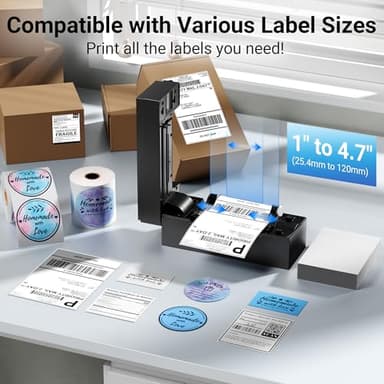 Bluetooth Thermal Shipping Label Printer – Wireless 4x6 Shipping Label Printer for Small Business & Shipping Packages, Support Android, iPhone and Windows, Widely Used for Amazon, Ebay, Shopify, Etsy - Image 5