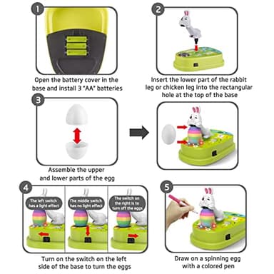 Engfa Easter Egg Decorating Kit with 30 Pcs Eggs and 12 Dying Markers Spinner, Easter Gifts for Kids Bunny Decorating Machine Craft Activities for Boys Girls - Image 5