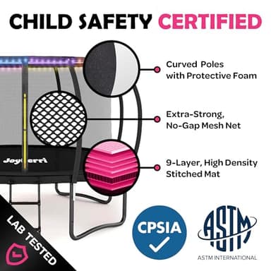 Trampoline for Kids and Adults - 8Ft 10Ft 12Ft 14FT Trampoline with Net - with Bonus Sprinkler and LED Lights/ASTM Certified/Extra Sturdy Recreational Outdoor Trampolines - Image 2