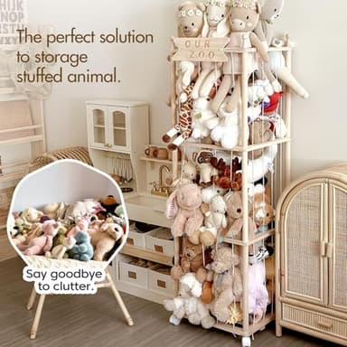 Mloong Stuffed Animal Storage, Wood Stuffed Animal Zoo Storage,Space Save Toy Organizer, Extra Large Capacity Plush Toy Cage,Stuffed Animal Holder,Gift for Nursery Playroom Kidroom Bedroom-54 inch - Image 3