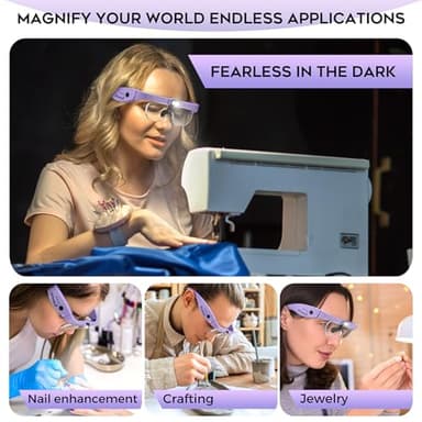 Dilzekui Magnifying Glass with Light 1.5X to 5.0X, Rechargeable Magnifying Glasses Head Magnifier, Lighted Magnify Glass with 4 Detachable Lenses, Magnifier Headset for Close Work Hobbies Jewelry - Image 7