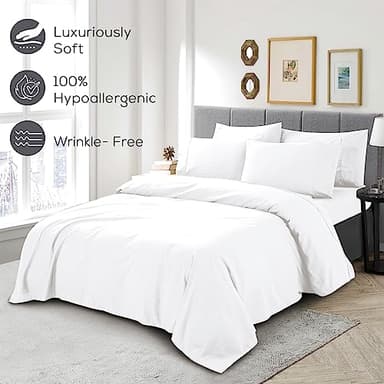 Mueller Ultratemp Bed Sheets Set, Super Soft 1800, 6 Piece California King Sheet Sets, Deep Pocket up to 16", Transfers Heat, Breathes Better, Hypoallergenic, Wrinkle-Resistant, Oeko-TEX, White - Image 5