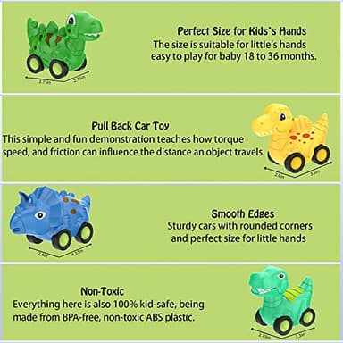 Veslier Dinosaur Car Toy for 3 4 5 Years Old Boys, Friction Power Carrier Truck with 4 Pack Small Pull Back Dino Car, Christmas Birthday Gift for 3+ Boy Girl Kids Toddlers - Image 5