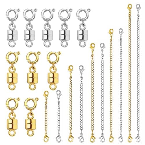 Evnlo Necklace Extender and Magnetic Necklace Clasp,Gold and Silver Chain Extenders for Necklaces Bracelet Jewelry