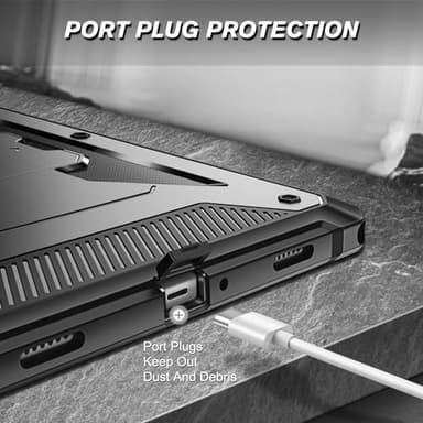 Fintie Shockproof Case for Samsung Galaxy Tab A9 Plus/A9+ 5G 11 Inch 2023 Model (SM-X210/X216/X218), Tuatara Rugged Unibody Hybrid Bumper Kickstand Cover Built-in Screen Protector, Black - Image 8