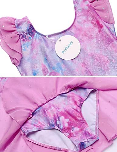 Arshiner Gymnastics Leotards for Girls Toddler Ballet Leotard with Skirt Flutter Sleeve Dance Dress Pink Butterfly 2-3T - Image 6