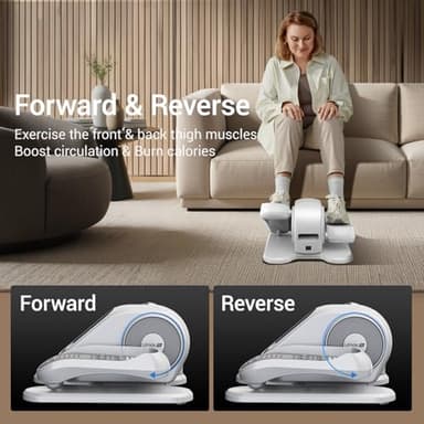 Under Desk Elliptical Machine, Ellipse Leg Exerciser for Seniors, Quiet & Portable Electric Seated Eclipse Exercise Training Machine with Remote, 12 Speeds & Mute Function, Manual & Auto Mode (White) - Image 4